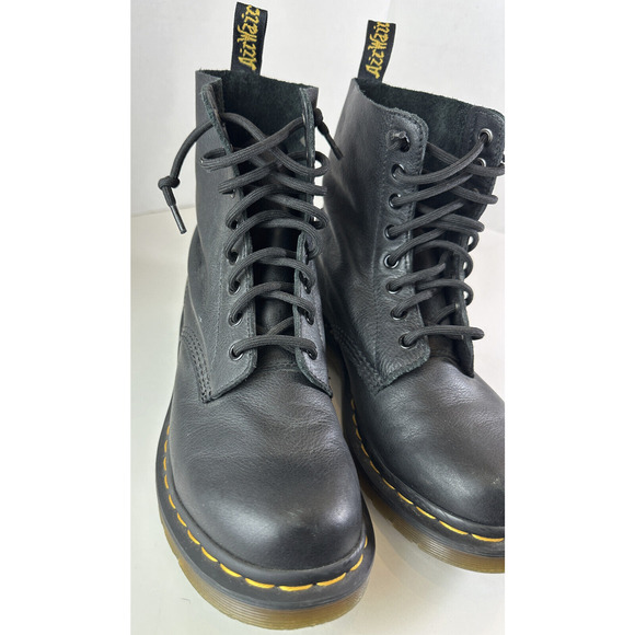 Doc Dr. Martens 1460 Virginia Soft Leather Boots Black Lace Up Women's Size 8 - Picture 6 of 14